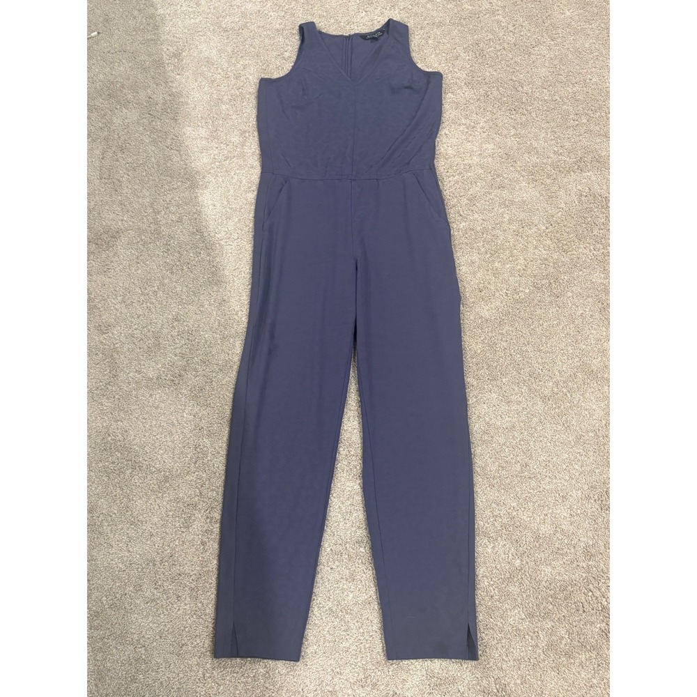 Athleta Brooklyn Textured Jumpsuit Purple Leopard Jacquard Sleeveless 12T Tall